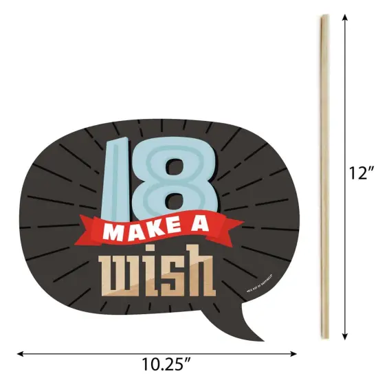 Big Dot of Happiness Funny Boy 18th Birthday - Eighteenth Birthday Party Photo Booth Props Kit - 10 Piece {6}