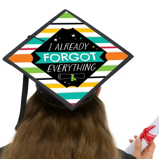 Big Dot of Happiness I Already Forgot Everything - Colorful Graduation Cap Decorations Kit - Grad Cap Cover {6}