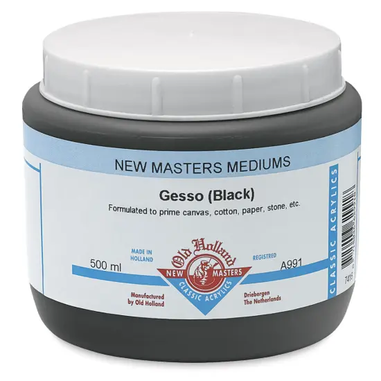 Old Holland New Masters Acrylic Gesso - Black, 500 ml jar {1}