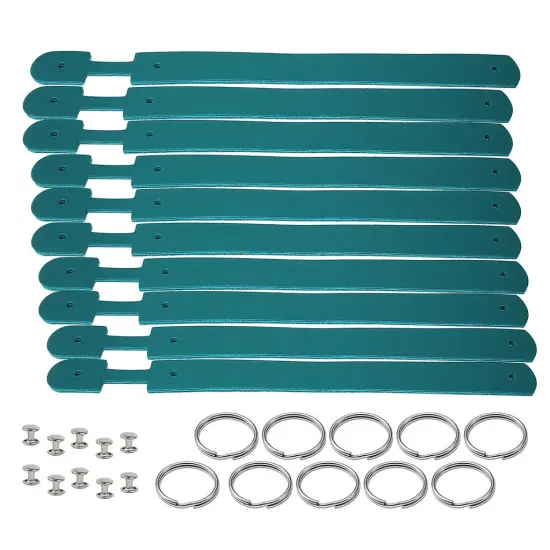 Blank Leather Keychains &ndash; DIY Engraving Kit, Pack of 10 (&frac34;" x 4.5") Jade {1}