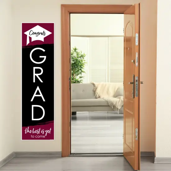 Big Dot of Happiness Maroon Graduation Party Door Decoration - Vertical Banner {7}