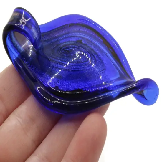 Royal Blue with Multi-color Spiral Foil Glass Pendant {5}