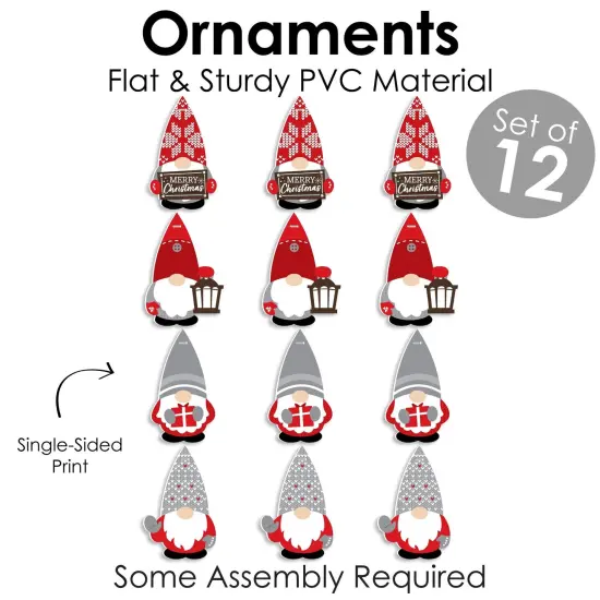 Big Dot of Happiness Christmas Gnomes - Holiday Party Decorations - Christmas Tree Ornaments - Set of 12 {6}