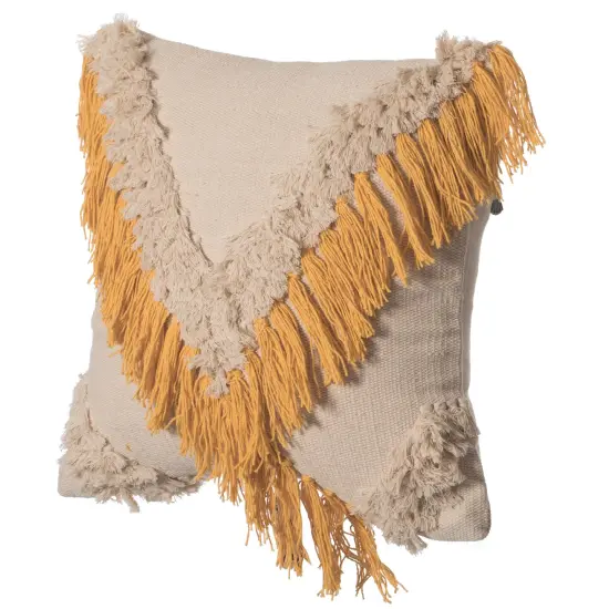 16" Handwoven Cotton Throw Pillow Cover with Embossed and Fringed Crossed line Charcoal with Cushion {7}