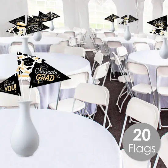 Big Dot of Happiness Goodbye High School, Hello College - Triangle Graduation Party Photo Props - Pennant Flag Centerpieces - Set of 20 {3}