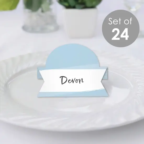 Big Dot of Happiness Dusty Blue Elegantly Simple - Guest Party Favors Tent Buffet Card - Table Setting Name Place Cards - Set of 24 {3}