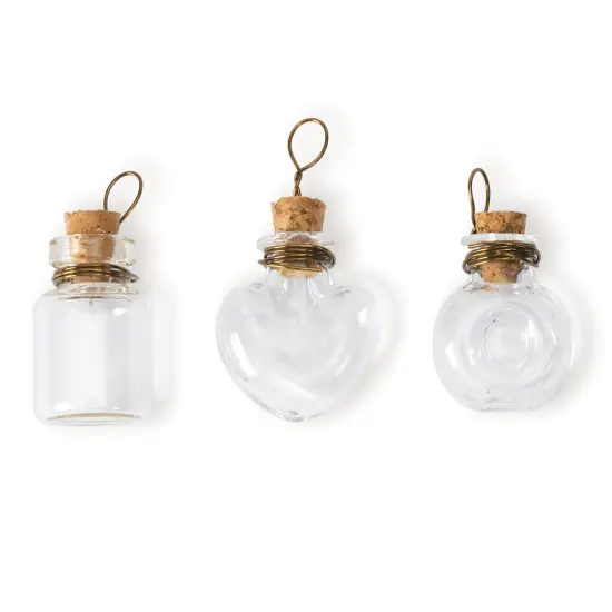 Solid Oak Steampunk Glass Accents 3/Pkg-Fancy Bottles {2}
