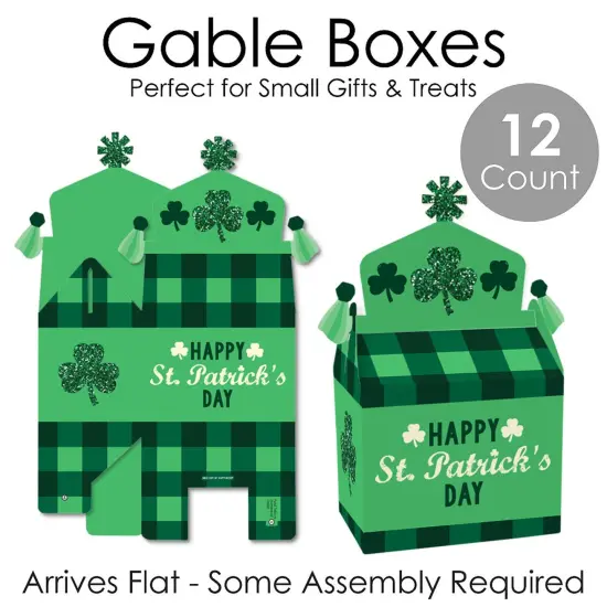 Big Dot of Happiness St. Patrick's Day - Treat Box Party Favors - Saint Paddy's Day Party Goodie Gable Boxes - Set of 12 {7}