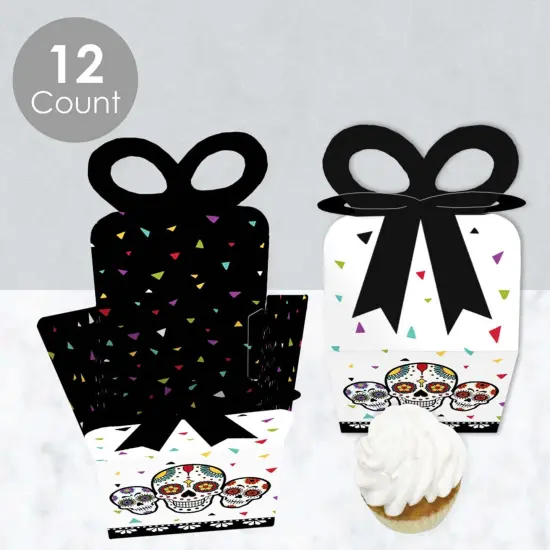 Big Dot of Happiness Day of the Dead - Square Favor Gift Boxes - Sugar Skull Party Bow Boxes - Set of 12 {4}