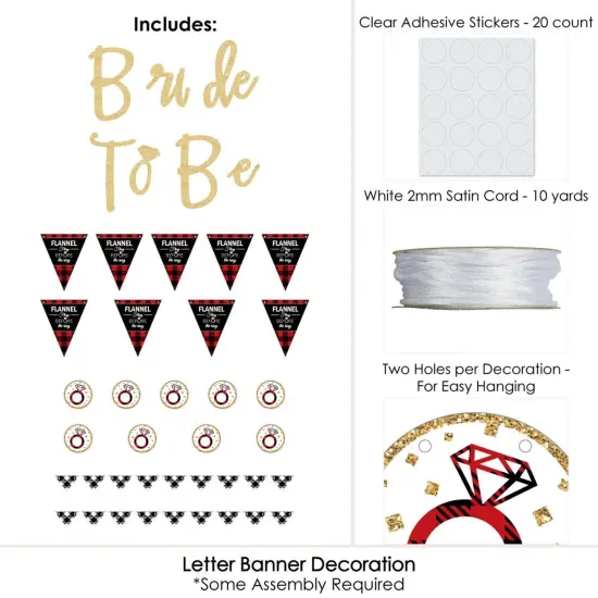 Big Dot of Happiness Flannel Fling Before the Ring - Bachelorette Party Letter Banner Decor 36 Cutouts & No-Mess Real Gold Glitter Bride to Be Letters {4}