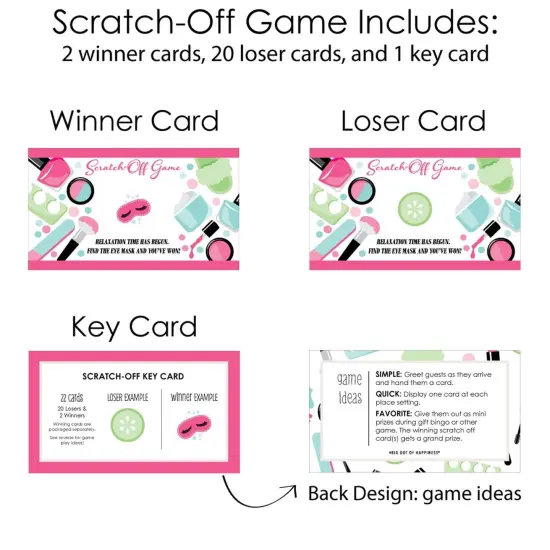 Big Dot of Happiness Spa Day - Girls Makeup Party Game Scratch Off Cards - 22 Count {6}