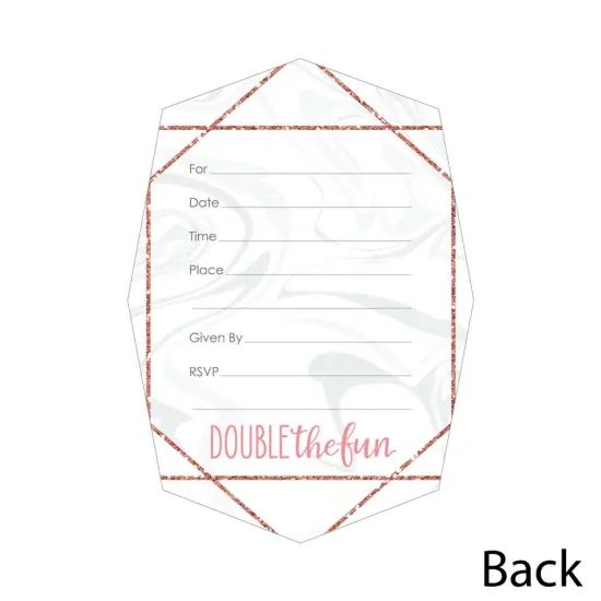 Big Dot of Happiness It's Twin Girls - Shaped Fill-in Invitations - Pink and Rose Gold Twins Baby Shower Invitation Cards with Envelopes - Set of 12 {4}