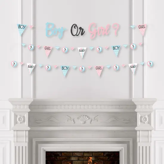 Big Dot of Happiness Baby Gender Reveal - Team Boy or Girl Party Letter Banner Decoration - 36 Banner Cutouts and Boy or Girl Banner Letters {4}