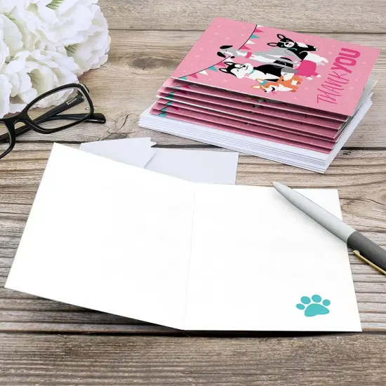 Big Dot of Happiness Pawty Like a Puppy Girl - Pink Dog Baby Shower or Birthday Party Thank You Cards (8 count) {6}