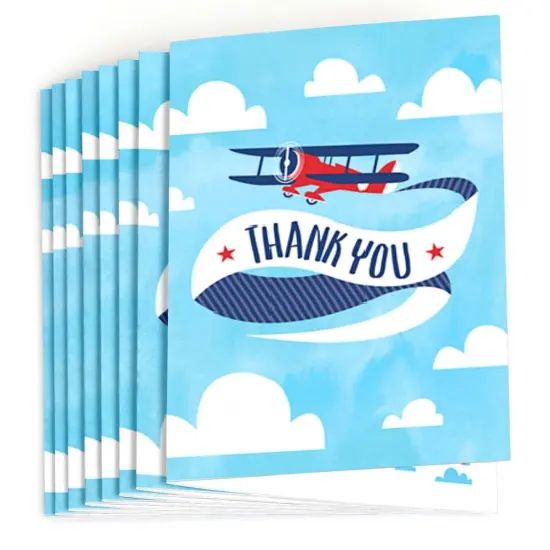 Big Dot of Happiness Taking Flight - Airplane - Vintage Plane Baby Shower or Birthday Party Thank You Cards (8 count) {3}