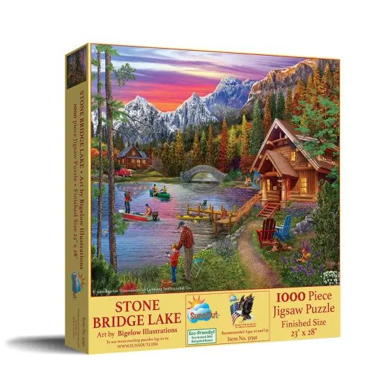 Sunsout Stone Bridge Lake 1000 pc Jigsaw Puzzle 31591 {3}