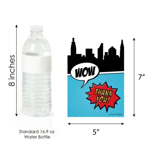 Big Dot of Happiness Bam Superhero - Shaped Thank You Cards - Baby Shower or Birthday Party Thank You Note Cards with Envelopes - Set of 12 {7}