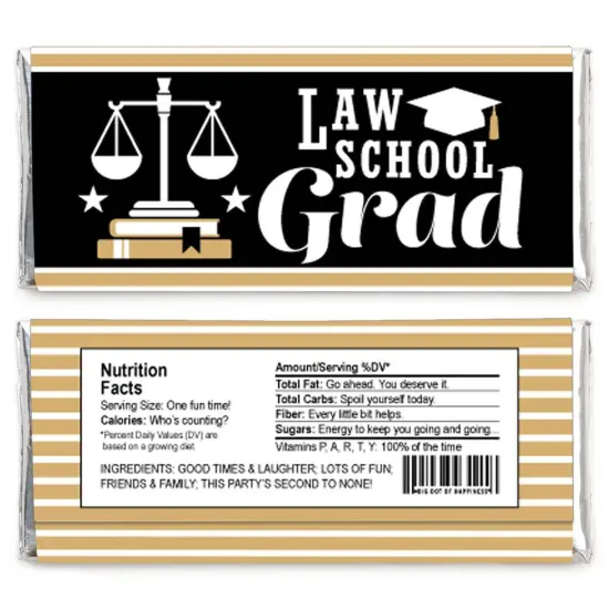 Big Dot of Happiness Law School Grad - Candy Bar Wrapper Future Lawyer Graduation Party Favors - Set of 24 {3}