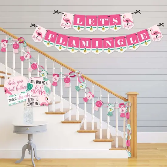Big Dot of Happiness Pink Flamingo - Party Like a Pineapple - Banner and Photo Booth Decor - Tropical Summer Party Supplies Kit - Doterrific Bundle {4}