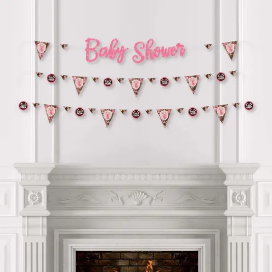 Big Dot of Happiness Pink Gone Hunting - Deer Hunting Girl Camo Baby Shower Letter Banner Decoration - 36 Banner Cutouts & Baby Shower Banner Letters {4}