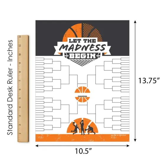 Big Dot of Happiness Let The Madness Begin Bracket Sign - College Basketball Party - Printed on Sturdy Plastic 10.5 x 13.75" Sign with Stand - 1 Piece {7}