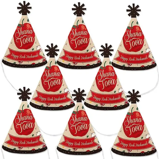 Big Dot of Happiness Rosh Hashanah - Mini Cone New Year Hats - Small Little Party Hats - Set of 8 {1}