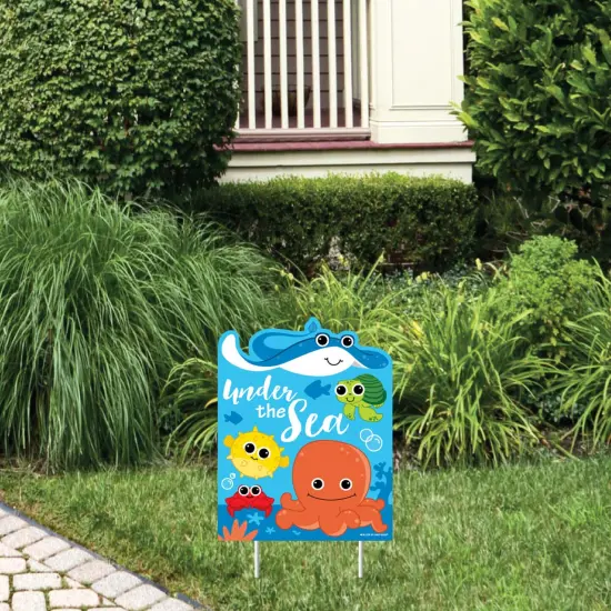 Big Dot of Happiness Under the Sea Critters - Outdoor Lawn Sign - Baby Shower or Birthday Party Yard Sign - 1 Piece {1}