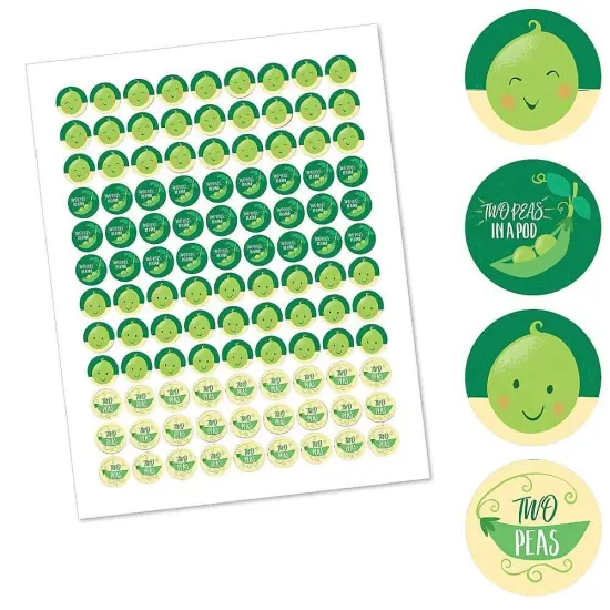 Big Dot of Happiness Double the Fun - Twins Two Peas in a Pod - Party Round Candy Sticker Favors - Labels Fits Chocolate Candy (1 Sheet of 108) {3}