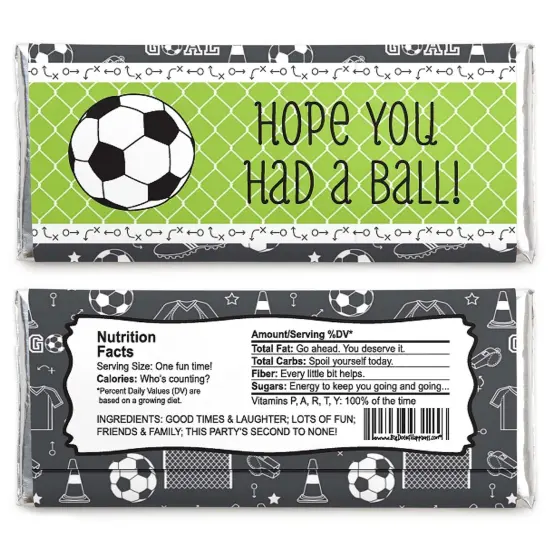 Big Dot of Happiness Goaaal - Soccer - Candy Bar Wrappers Baby Shower or Birthday Party Favors - Set of 24 {3}