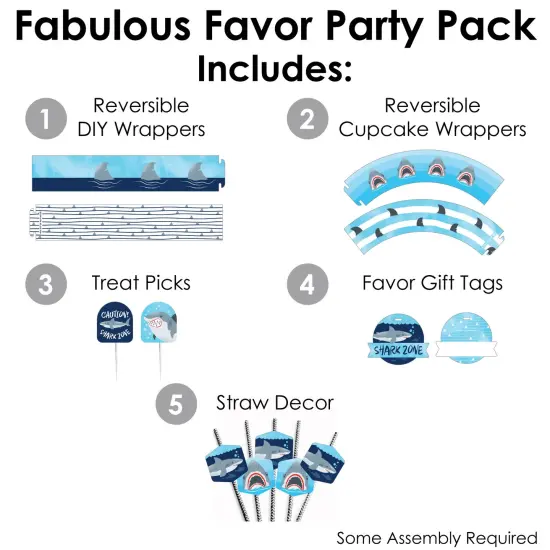 Big Dot of Happiness Shark Zone - Jawsome Shark Party or Birthday Party Favors and Cupcake Kit - Fabulous Favor Party Pack - 100 Pieces {3}