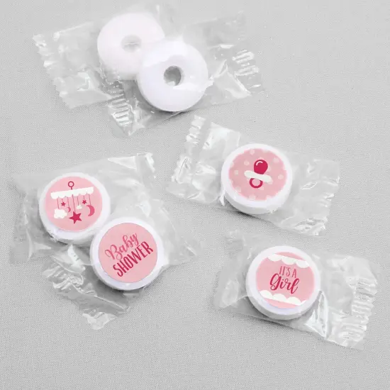 Big Dot of Happiness It's a Girl - Pink Baby Shower Round Candy Sticker Favors - Labels Fits Chocolate Candy (1 sheet of 108) {4}