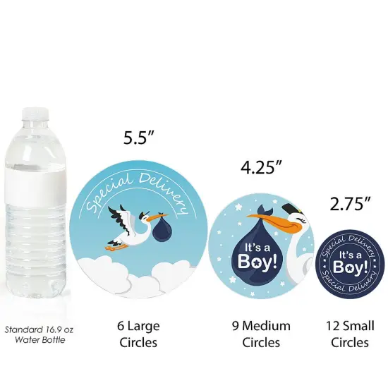Big Dot of Happiness Boy Special Delivery - Blue It's A Boy Stork Baby Shower Giant Circle Confetti - Party Decorations - Large Confetti 27 Count {4}
