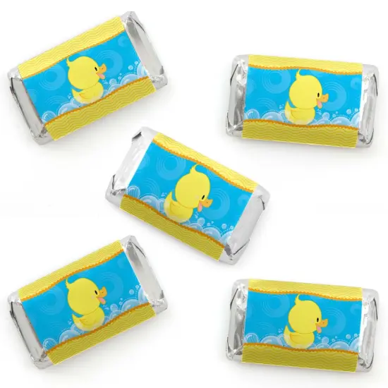 Big Dot of Happiness Ducky Duck - Mini Candy Bar Wrapper Stickers - Baby Shower or Birthday Party Small Favors - 40 Count {1}