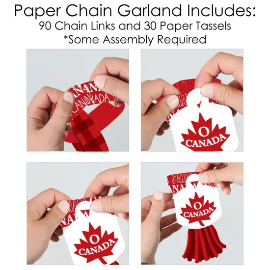 Big Dot of Happiness Canada Day - 90 Chain Links and 30 Paper Tassels Decoration Kit - Canadian Party Paper Chains Garland - 21 feet {6}