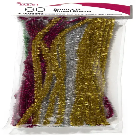 CousinDIY Tinsel Stems 6mmx12" 60/Pkg-Christmas {1}