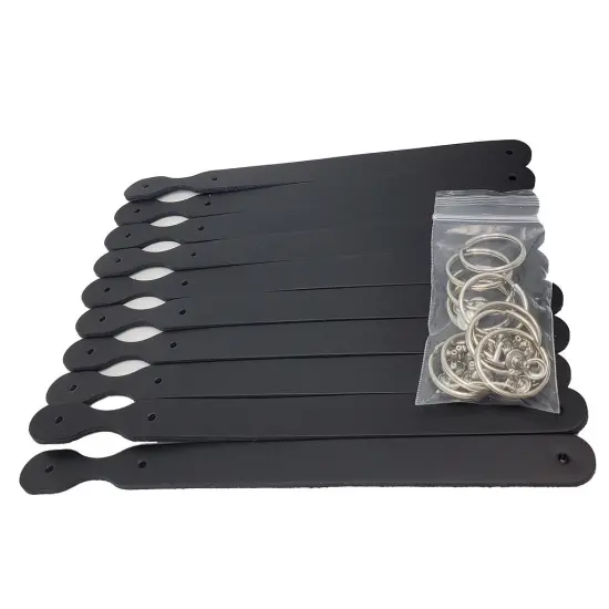 Blank Leather Keychains &ndash; 3/4" Full Grain DIY Kit (10 Pack)-Promotional-Fundraising-Personalized Gifts Black {1}