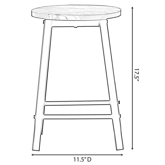 Wooden 17.5" High Black Round Bar Stool with Footrest for Indoor and Outdoor {4}