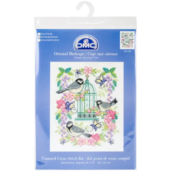DMC Counted Cross Stitch Kit 8"X10"-Oriental Birdcage {1}