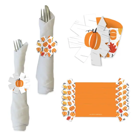 Big Dot of Happiness Fall Pumpkin - Halloween or Thanksgiving Party Paper Napkin Holder - Napkin Rings - Set of 24 {1}