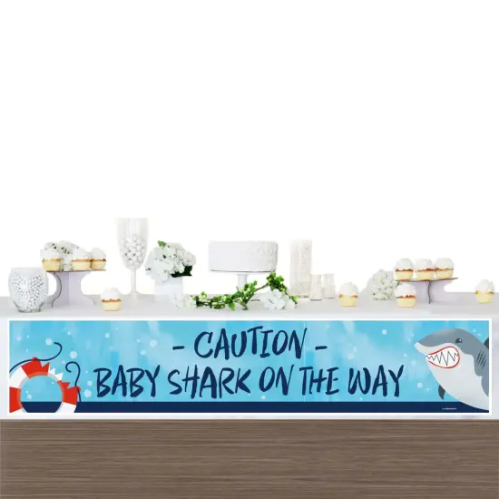 Big Dot of Happiness Shark Zone - Jawsome Shark Baby Shower Decorations Party Banner {4}