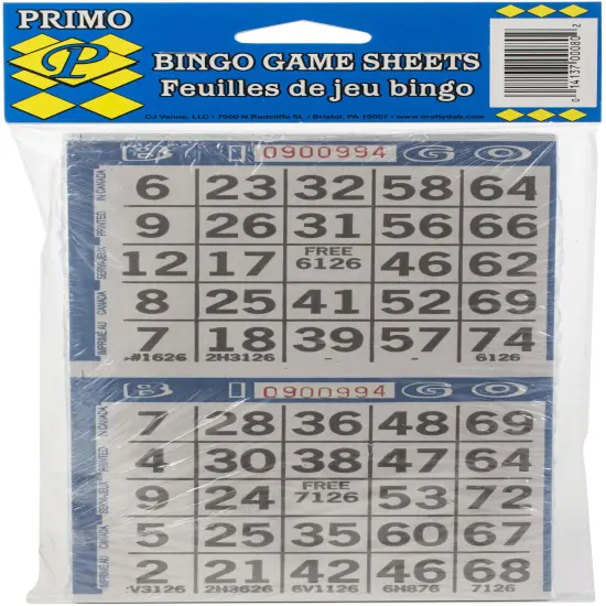 Crafty Dab Primo Bingo Game Sheets 4"X8" 125/Pkg-250 Games {1}