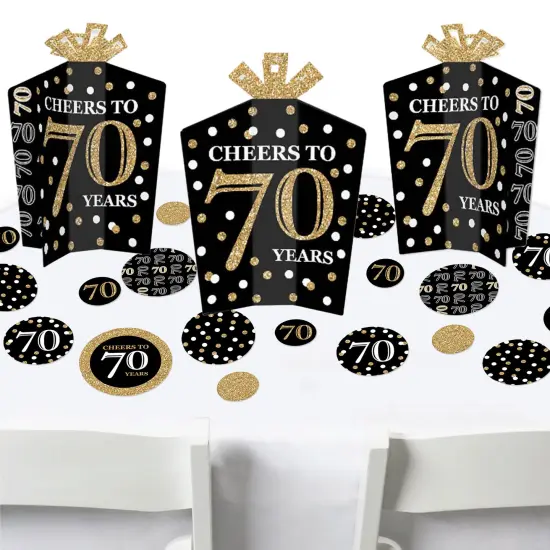 Big Dot of Happiness Adult 70th Birthday - Gold - Birthday Party Decor and Confetti - Terrific Table Centerpiece Kit - Set of 30 {1}