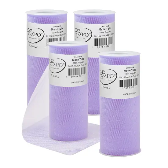 Pack of 4 Decorative Matte Tulle Spool of 6 Inch X 25 Yards Lavender {1}