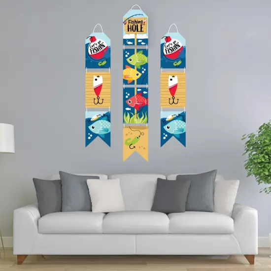 Big Dot of Happiness Let's Go Fishing - Hanging Vertical Paper Door Banners - Fish Birthday Party or Baby Shower Wall Decor Kit - Indoor Door Decor {3}