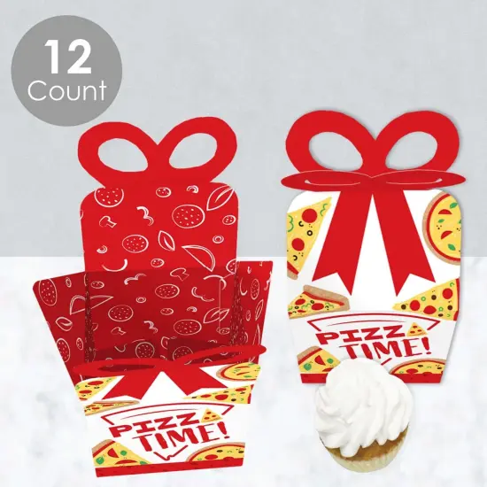 Big Dot of Happiness Pizza Party Time - Square Favor Gift Boxes - Baby Shower or Birthday Party Bow Boxes - Set of 12 {4}