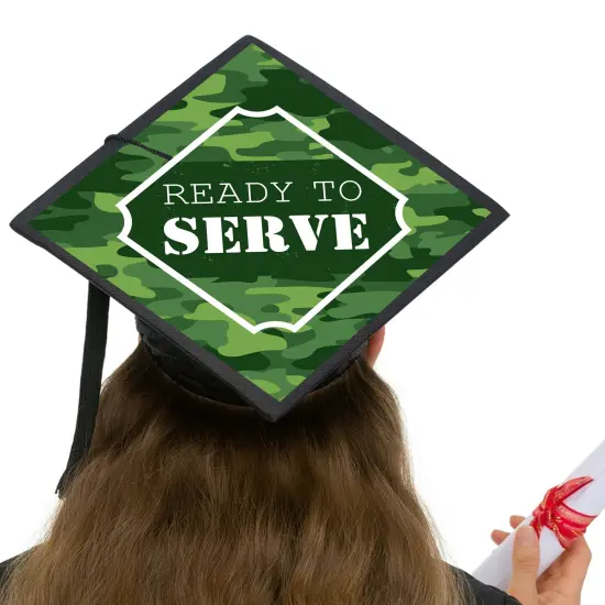Big Dot of Happiness Ready to Serve - Military Camo Graduation Cap Decorations Kit - Grad Cap Cover {6}