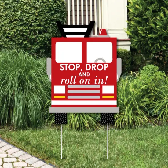 Big Dot of Happiness Fired Up Fire Truck - Party Decorations - Firefighter Firetruck Baby Shower or Birthday Party Welcome Yard Sign {1}