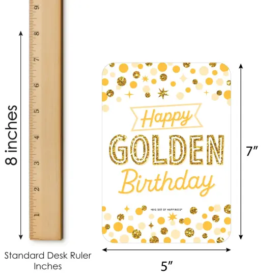 Big Dot of Happiness Golden Birthday - Picture Bingo Cards and Markers - Birthday Party Bingo Game - Set of 18 {6}