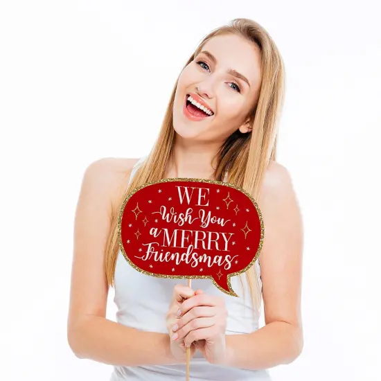 Big Dot of Happiness Red and Gold Friendsmas - Friends Christmas Party Photo Booth Props Kit - 20 Count {4}