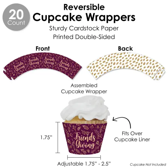 Big Dot of Happiness Elegant Thankful for Friends - Friendsgiving Thanksgiving Party Favors and Cupcake Kit - Fabulous Favor Party Pack - 100 Pieces {6}